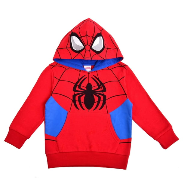 Marvel Spiderman Hoodie for Boys, Superhero Pull-Over Hooded Costume  Sweatshirt, Red & Blue, Size 6