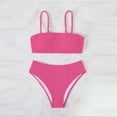thumbnail image 6 of LEKWK High Waisted Bikini Sets for Women Two Piece Swimsuit Square Neck Bandeau Top Textured High Cut Bottom Bathing Suit Summer Beach Vacation Wear, 6 of 6