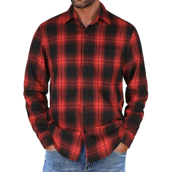 COOFANDY Mens Long Sleeve Flannel Shirts with Pocket Lightweight Casual Button Down Shirt Xmas Work Shirts for Men