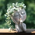 thumbnail image 6 of Cute Resin Plant Pots Indoor, Face Planter with Drainage Hole (Light), 6 of 7
