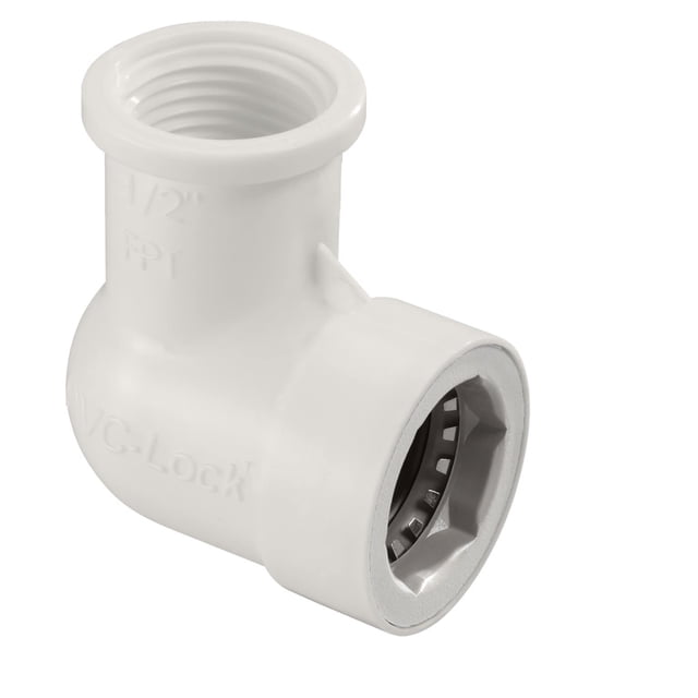 PVC-Lock Elbow Orbit 33775 FPT de 1/2 pulgadas x 1/2 pulgadas para riego