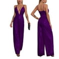 thumbnail image 4 of MSJUHEG Sleeveless Jumpsuits for Women,Backless Jumpsuit for Women,V Neck Jumpsuits for Women,Business Casual Outfits for Women,V Backless Sequin Long Skirt,Workout One Piece for Women Purple S, 4 of 6