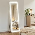 thumbnail image 3 of 64"x21" Floor Mirror with LED Light, Full Length Mirror with Stand, Hanging Mirror Wall Mounted Mirror with Dimming & 3 Color Lighting, 3 of 9
