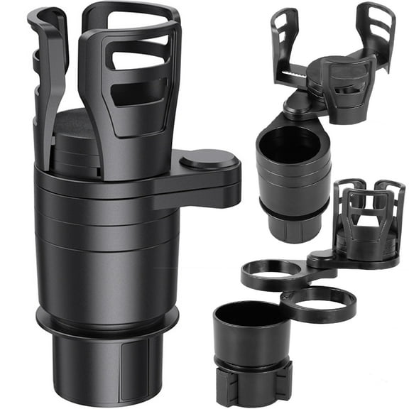 Miuline 4 in 1 Car Cup Holder Expander,360 Degrees Car Phone Drink Bottle Dual Cup Mount For Most Size Drinks Bottle Water Cups