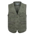 thumbnail image 1 of Chaleco lavado con múltiples bolsillos para hombre, talla grande, para fotografía, pesca, para mediana edad y ancianos, 1 of 2