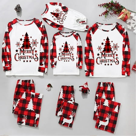 Anbech Christmas Family Pajamas Matching Nightgowns Graphic Long Sleeve Sleepwear Pjs Set, 2-Piece, Unisex