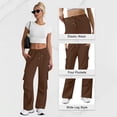 thumbnail image 2 of Diufon Cargo Sweatpants for Women Casual Drawstring High Waisted Wide Leg Baggy Pants with Multi-Pockets, 2 of 8