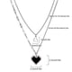 thumbnail image 4 of Collar doble con colgante de corazón de titanio negro, cadena moderna de hip hop para jersey de viento frío., 4 of 8