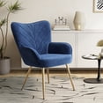 MALOL Leaf Pattern Velvet Accent Chair with Golden Legs, Modern Living ...