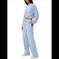 thumbnail image 1 of Conjunto de Chándal de 2 Piezas para Mujer: Sudadera Corta con Parte Delantera y Pantalón Deportivo de Pierna . Conjunto de Estar por Casa. Azul XL, 1 of 8