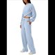 thumbnail image 1 of Conjunto de Chándal de 2 Piezas para Mujer: Sudadera Corta con Parte Delantera y Pantalón Deportivo de Pierna . Conjunto de Estar por Casa. Azul M, 1 of 8