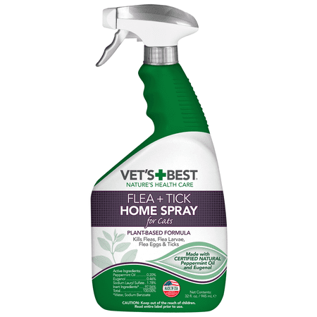 Vet's Best Flea and Tick Home Spray for Cats | Flea Treatment for Cats and Home | Flea Killer with Certified Natural Oils | 32 (Best Flea Repellent For Cats)