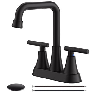 KINGTACK Matte Black 2-Handle Bathroom Sink Faucet