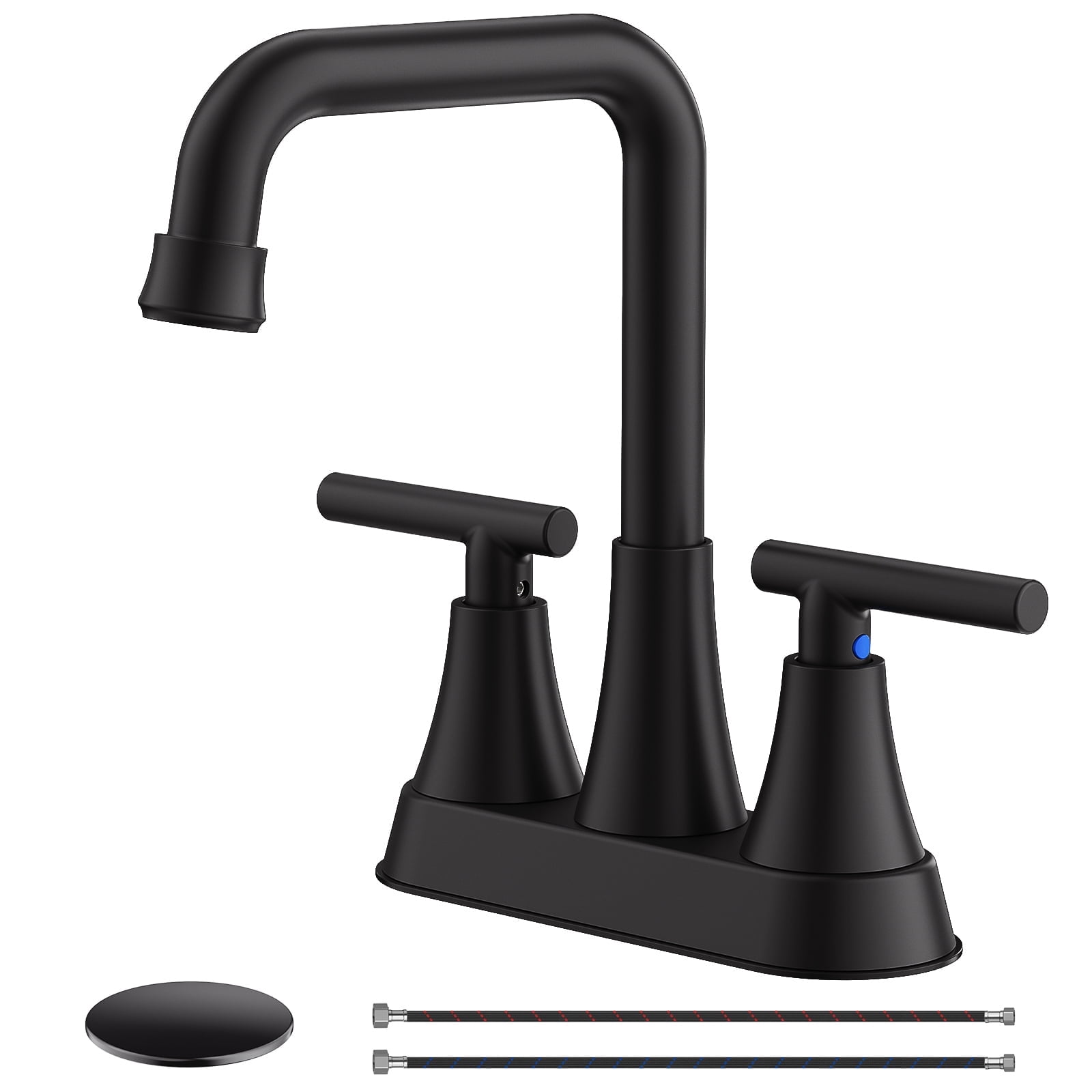 KINGTACK Matte Black 2-Handle Bathroom Sink Faucet