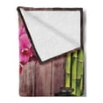 thumbnail image 2 of Spa Soft Flannel Fleece Throw Blanket, Spa Flower and Water Reflection Aromatherapy Bamboo Blossom Candlelight Print, Cozy Plush for Indoor and Outdoor Use, 50" x 60", Pink Green Umber, by Ambesonne, 2 of 5