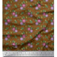 thumbnail image 1 of Soimoi Velvet Fabric Leaves & Periwinkle Floral Print Fabric by Yard 58 Inch Wide, 1 of 1