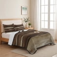 thumbnail image 5 of Queen Quilt Set 90''x96'', Brown Wooden Lightweight Summer Bedspread Coverlet Set with 2 Pillow Shams, Vintage Farmhouse Retro Art Breathable All Season Quilt Bedding for Bedroom/Guest Room, 5 of 9