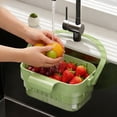 thumbnail image 4 of Leutsin Foldable Hanging Kitchen Sink Drain, Stretchable Kitchen Colander with Flip Cover Space Saving Food Strainer, Multi-functional Faucet Storage Rack Draining for Fruits Vegetables Utensils, 4 of 8