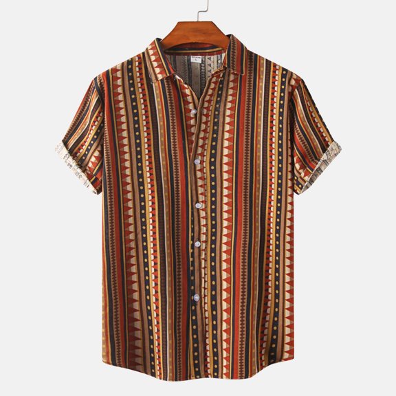 Lilgiuy Men Hawaiian Short Sleeve Beach Shirt Printed Summer Casual Button Down Shirts