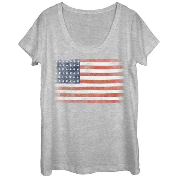 Women's Lost Gods Fourth of July Flag Scoop Neck Athletic Heather Medium