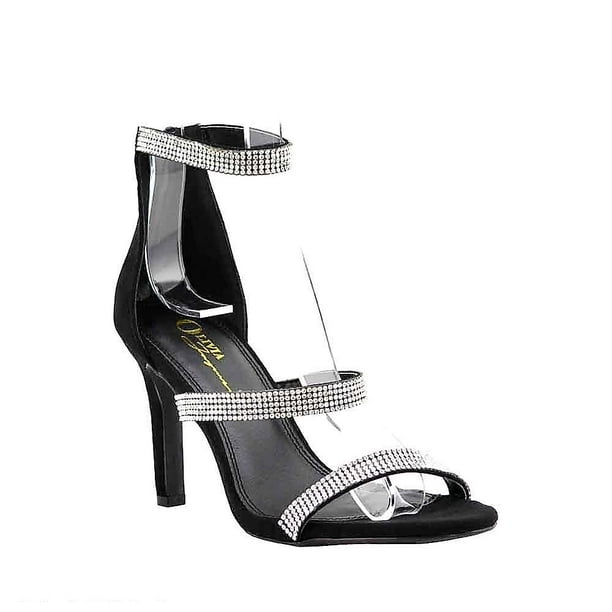 Prime Original Women's Casual Dress Sandal Round Open Toe Rhinestone Covered Triple Band