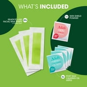 Nads Facial Wax Strips 20 Pack for Womens Facial Hair Removal with Calming Oil Wipes and Skin Protection Powder