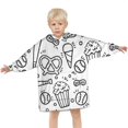 thumbnail image 3 of Black White Baseball Snacks Pattern Blanket Hoodies for Kids 6-13YR Oversize Wearable Blanket Hoodies for Boys Girls Teens, 3 of 7