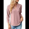 thumbnail image 2 of Blusas Elegantes e Informales para Mujer, Camisetas de 3/4 con Cuello en V y Mangas Enrollables. Rosa Grisáceo XL, 2 of 10