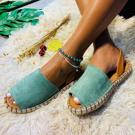 

VEKDONE Women s Open Toe Slide Sandal Flat Espadrille Slingback Fisherman Shoes Women s Fish Mouth Cute Dressy Ankle Strap Beach Shoes Size 6