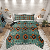 Manfei Tribal Aztec Queen Comforter Set for Adult, Vintage Bohemian Style Bedding Sets, Hippie Geometric Reversible Bedding Comforter Set, Ultra Soft Home Decor, 3 Pieces