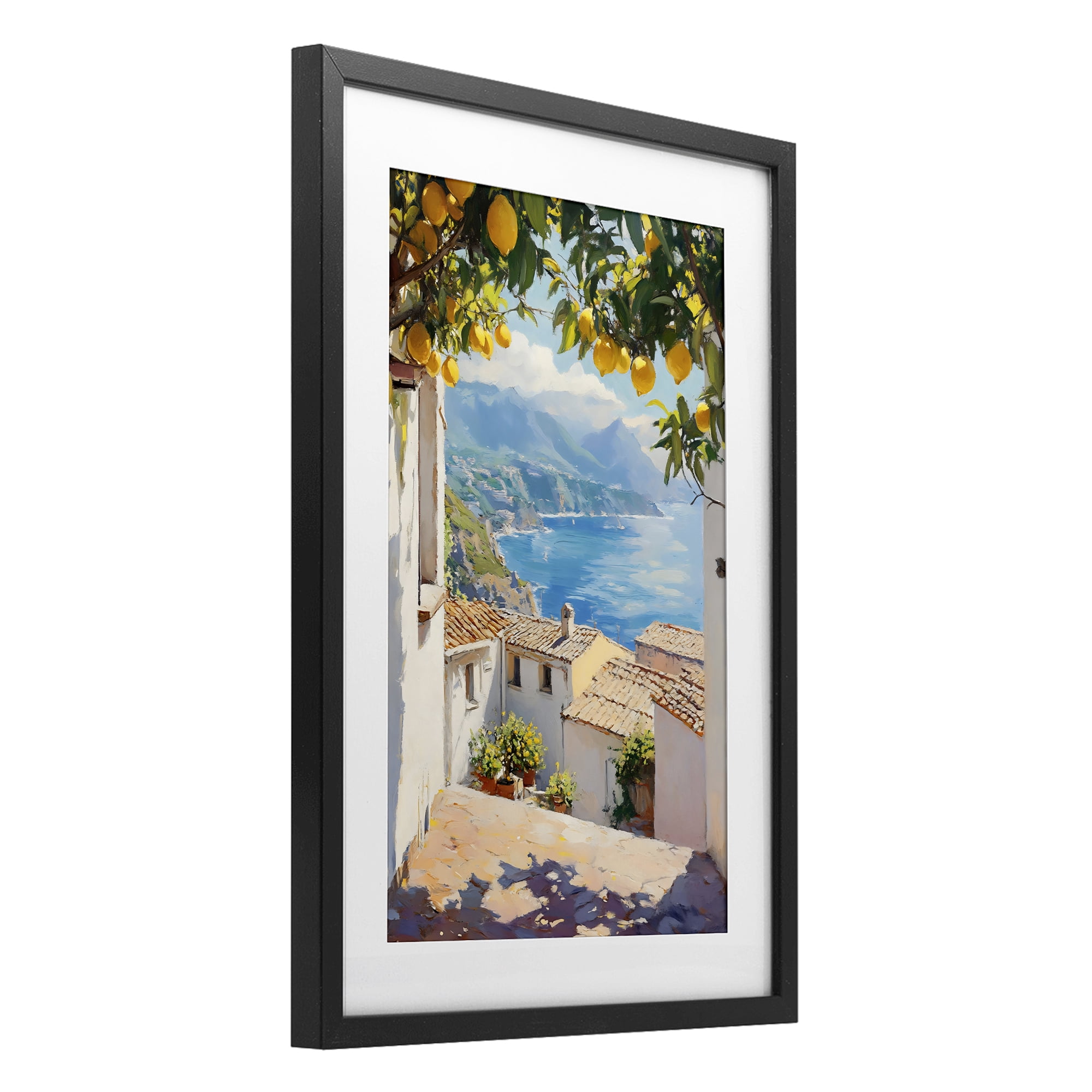 Stupell Industries Amalfi Coast Lemon Overhang Black Framed Print Under Glass, design by LSR Design Studio