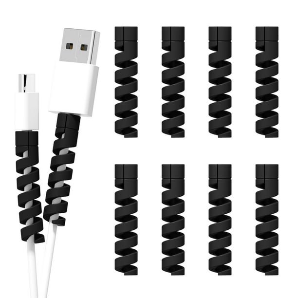 Protector de cable de cargador, 10 piezas, funda protectora de cable USB en espiral de silicona altamente flexible, compatible con