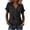 243#Black, variant on Women's Boho Wrap Tops Deep V Tie Up Irregular Hem Short Sleeve Linen Cotton Gauze Loose Summer Shirts White M
