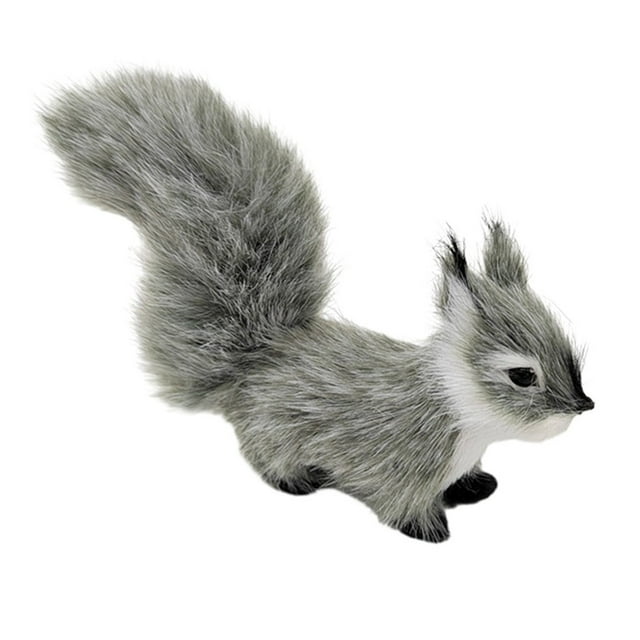 Artificial Squirrel Figurine Miniature Plush Simulation Fake Animal Table Decora
