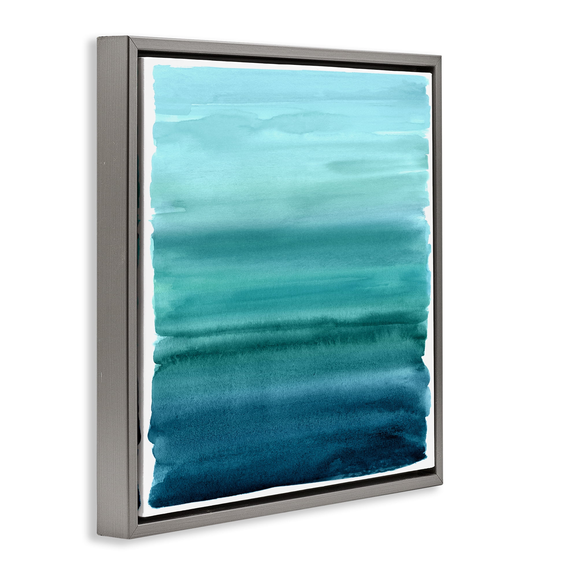 Stupell Industries Aqua Ombre Gradient Gray Framed Floater Canvas Wall Art, design by Allie Corbin