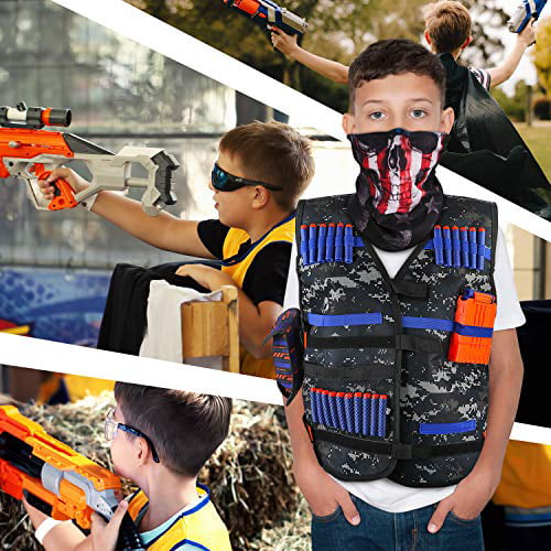 9Nerf Vest Kids Tactical Foam Darts Mask Glasses Kit Set For Nerf N-Strike Gun 