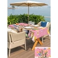 thumbnail image 4 of Outdoor Tablecloth with Umbrella Hole and Zipper, Pink Easter Bunny Rectangle Table Cloth 60x102 Inch Waterproof Tablecloth, Spring Tulip Floral Easter Eggs Plaid Picnic Table Cover for Patio Camping, 4 of 7