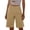 Khaki, variant on cocolona Womens Summer Casual High Waist Bermuda Shorts Elastic Waist Straight Wide Leg Knee Length Work Shorts with Pockets