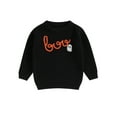 thumbnail image 2 of Aojekbee Toddler Girls Boys Sweater Halloween Clothes Pumpkin Ghost Spider Letter Embroidered Long Sleeve Kids Pullovers Fall Tops, 2 of 10