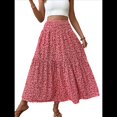 thumbnail image 1 of Falda Midi de Cintura Alta Elástica para Mujer, Informal, de Verano, , con Volantes, Estampado Floral, Corte A. Cártamo S, 1 of 8