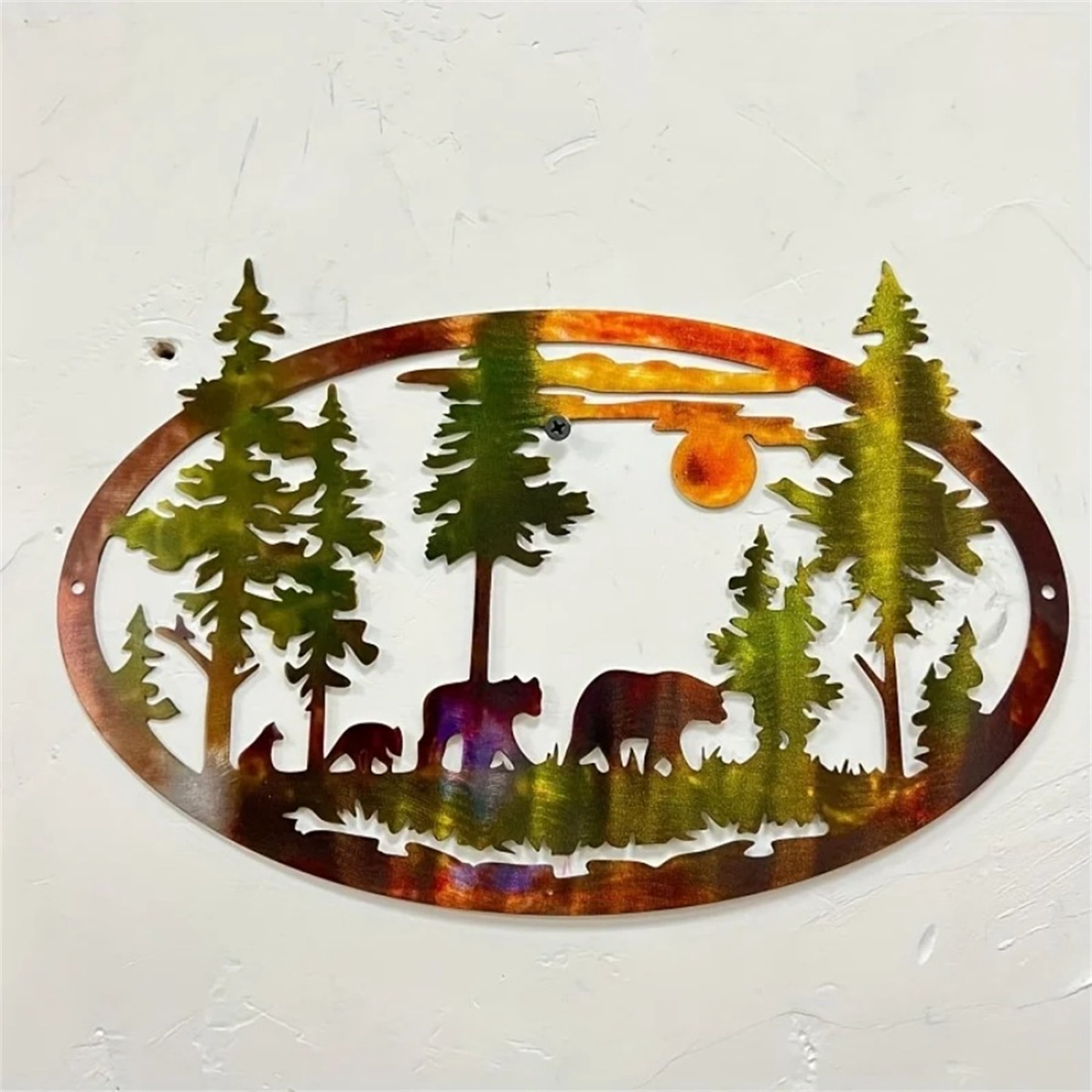 11.81in/14.96in Colorful Metal Art Deers/Bears Wall Decoration Home DecorChristmas Deer Bear Christmas Gift Scene Decoration Iron Crafts Ornaments Hangings