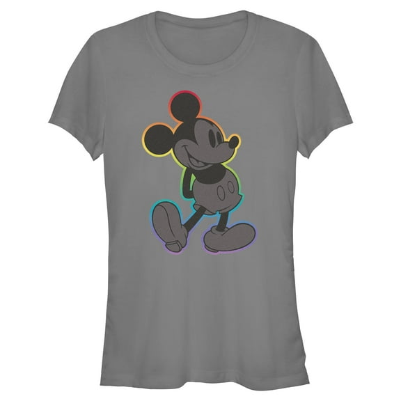 Juniors Mickey & Friends Rainbow Outline Mickey T Shirt