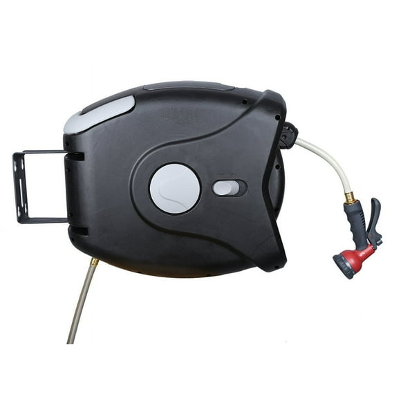 Gartenkraft XG-75S Retractable Hose Reel, Black/Gray