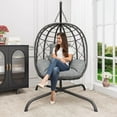 thumbnail image 6 of CHINNLUU Hanging Egg Chair with Stand, Outdoor Indoor Wicker Swing Chair with Cushions, 350lbs Capacity Patio Hammock Chair for Backyard, Balcony, Light Gray, 6 of 9