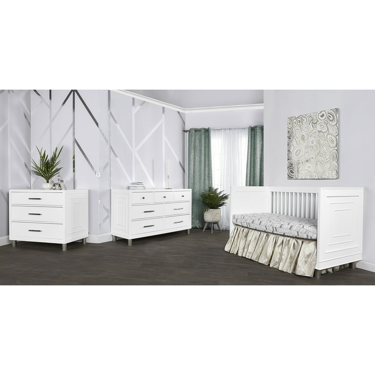 Free Shipping Evolur Loft Art Deco 3 In 1 Convertible Crib In White Greenguard Gold Certified Walmart