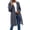Gray, variant on Ladies Striped Lined Hooded Long Trench Coat, Open Front Elastic Cuff Windproof Outer Jacket with Pockets, Mid-Calf Casual All Season Outerwear (Gray,S)