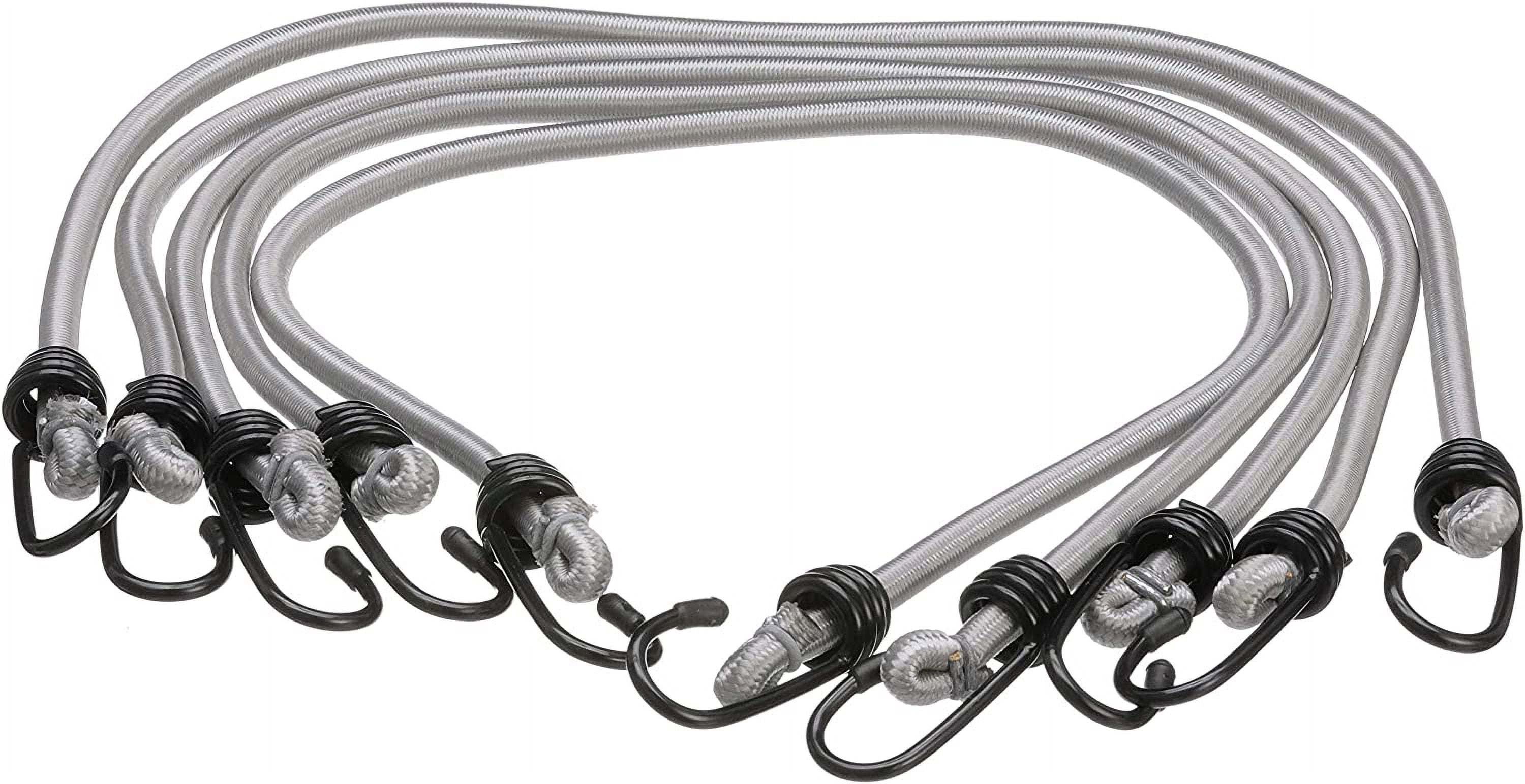 Elastic Shock Bungee Cords, 3/4 in. Hooks, 30 in. Long, Pack of 5