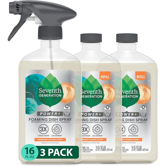 Foaming Dish Spray, 3 Refills and 1 Sprayhead, 16 Fl Oz (Pack of 3)