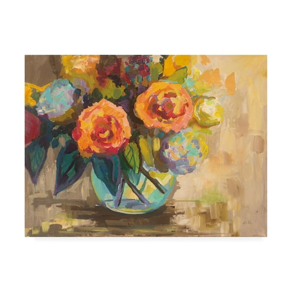 Trademark Fine Art 'The Couple Orange And Blue' Canvas Art by Jeanette Vertentes