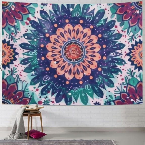 PRATYUS Indian Mandala Tapestry, Tapestry for Bedroom Hippie Bohemian Psychedelic Peacock Wall Hanging Purple-Blue 40x30inch